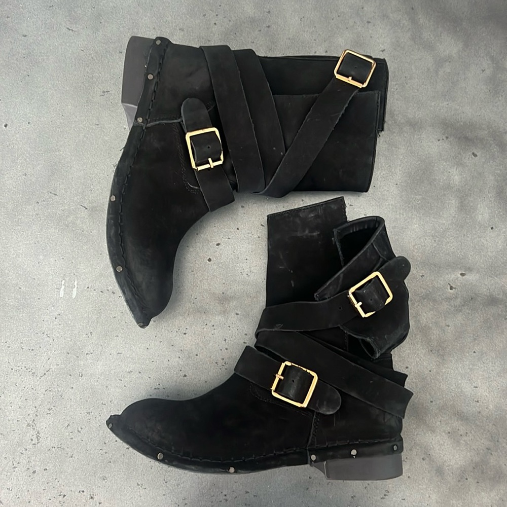 Jeffrey Campbell Suede Slouchy Buckle Boots